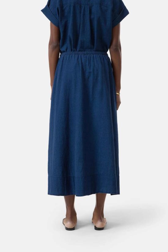  클로즈드 미디 스커트 닫힌 리넨 믹스 스커트 다크 블루 - CLOSED