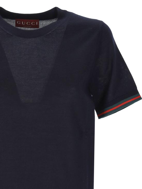 25SS 구찌 엑스트라 파인 캐시미어 실크 탑 820687 XKELW4027 Blue navy - GUCCI