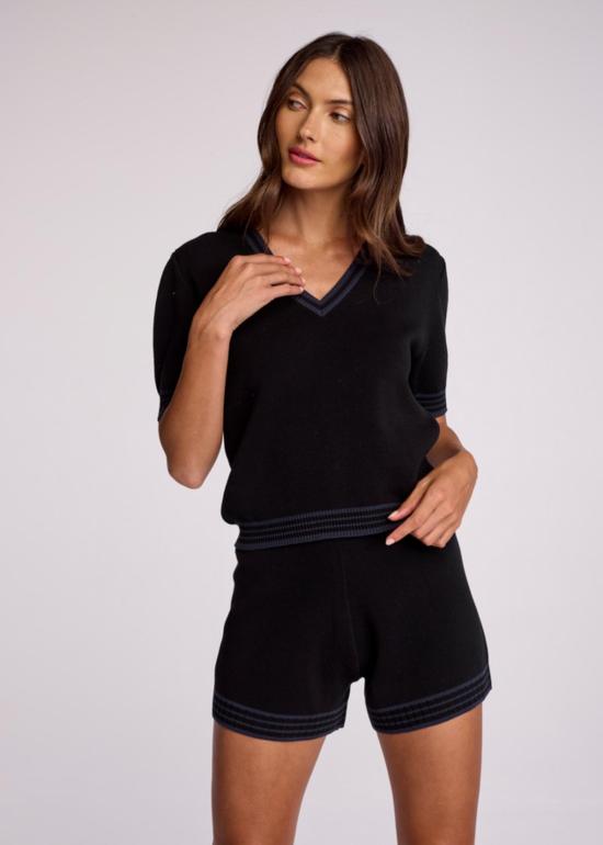  Sundays 민소매 티셔츠 선데이즈 에즈라 V넥 탑 블랙/네이비