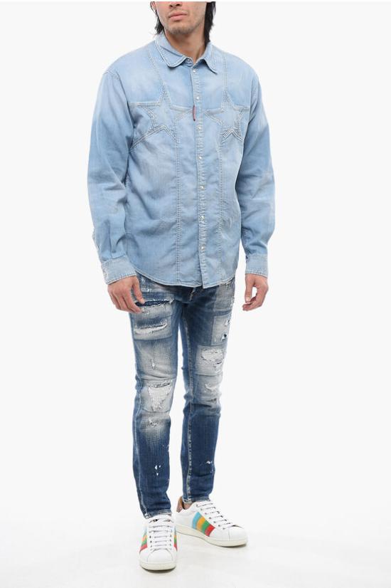  디스퀘어드2 데님 셔츠 S71DM0701 S30341 470 Blue - DSQUARED2