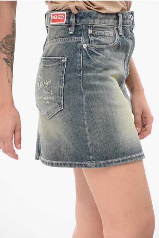  겐조 데님 스커트 FE52DJ280 6I7 DY Blue - KENZO