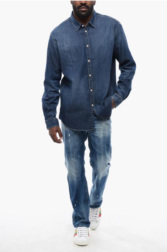  디스퀘어드2 데님 셔츠 S74DM0805 S30341 470 Blue - DSQUARED2