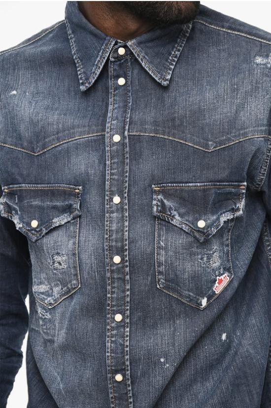  디스퀘어드2 데님 셔츠 S74DM0701 S30341 470 Blue - DSQUARED2