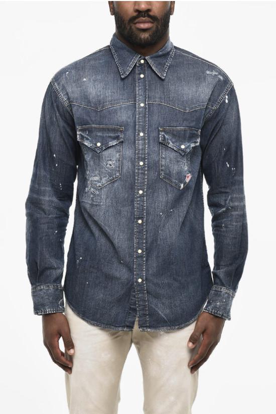  디스퀘어드2 데님 셔츠 S74DM0701 S30341 470 Blue