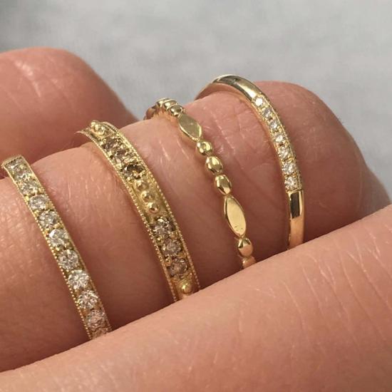  제니 권 디자인스 반지 제니 권 디자인 마퀴즈 비즈 밴드 14k 골드 - JENNIE KWON DESIGNS