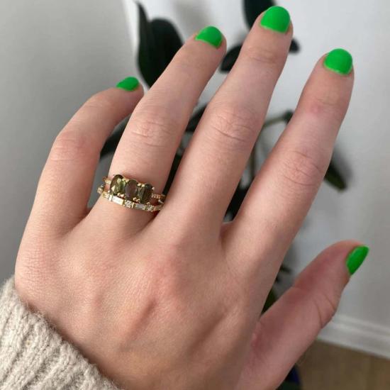  제니 권 디자인스 반지 제니 권 디자인 그린 사파이어 올리브 이퀄리브리엄 링 멀티 - JENNIE KWON DESIGNS