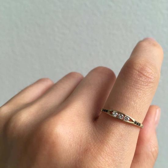  제니 권 디자인스 반지 제니 권 디자인 다이아몬드 플로트 링 화이트/블랙 - JENNIE KWON DESIGNS