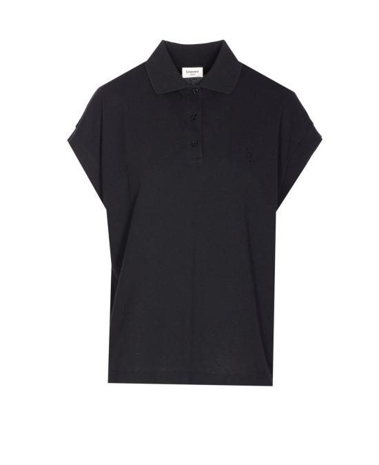 25SS 생로랑 폴로 티셔츠 824091 Y37HC1000 Black
