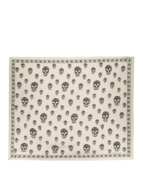  알렉산더 맥퀸 클래식 실크 블렌드 스컬 스카프 8078893052Q9260 Beige