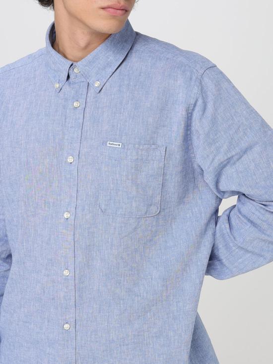 25FW 바버 긴팔 셔츠 MSH5090 BL33 Blue 1 - BARBOUR
