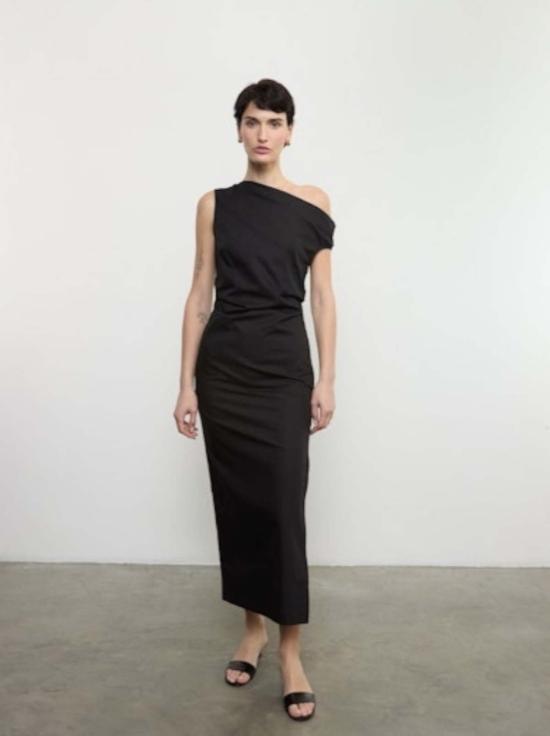  엔자 코스타 롱 원피스 팝린 조각 드레스