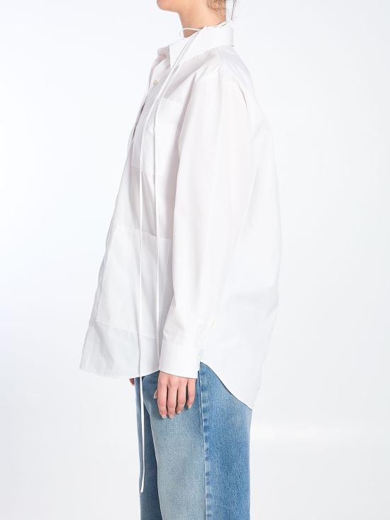 25SS 구찌 넥 스트랩 헤비 코튼 포플린 셔츠 816061Z7ADR 9000 WHITE - GUCCI