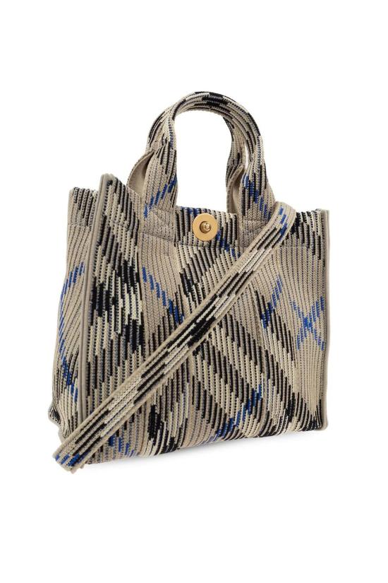 25FW 버버리 미니 체크 니트 토트 리첸 8090404 B9629 PRINTED - BURBERRY