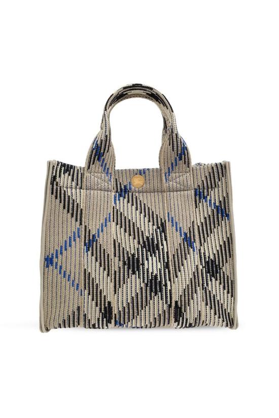 25FW 버버리 미니 체크 니트 토트 리첸 8090404 B9629 PRINTED - BURBERRY