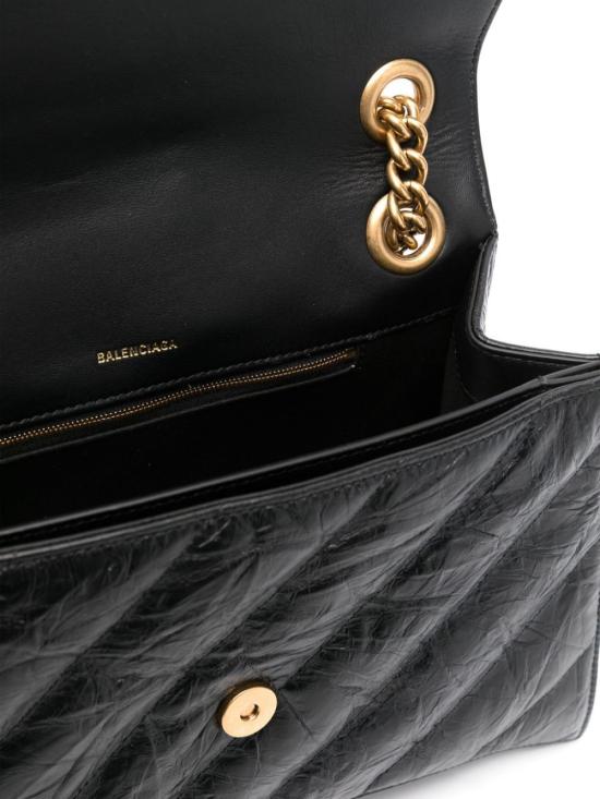 25FW 발렌시아가 크러쉬 미디움 체인 백 785602210J1 1000 BLACK - BALENCIAGA