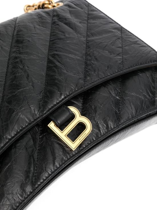 25FW 발렌시아가 크러쉬 미디움 체인 백 785602210J1 1000 BLACK - BALENCIAGA
