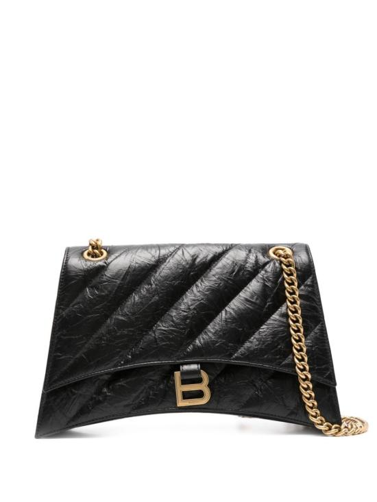 25FW 발렌시아가 크러쉬 미디움 체인 백 785602210J1 1000 BLACK