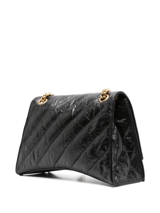 25FW 발렌시아가 크러쉬 미디움 체인 백 785602210J1 1000 BLACK - BALENCIAGA