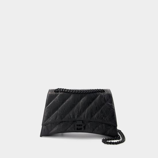 25FW 발렌시아가 크러쉬 미디움 체인 백 785602210IY 1000 BLACK