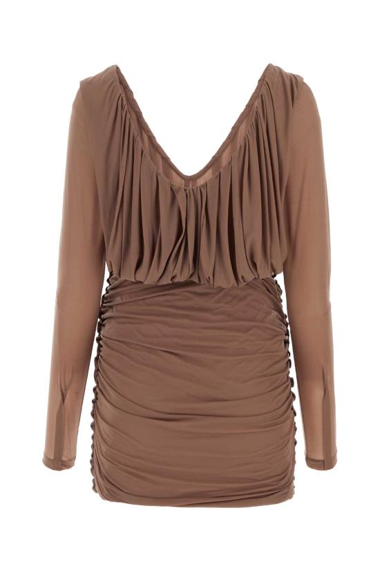  생로랑 숏 원피스 729749Y5G98 5762 CAMEL - SAINT LAURENT