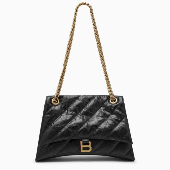 25FW 발렌시아가 퀼트 크러쉬 미디움 체인백 716393210J1 1000 BLACK