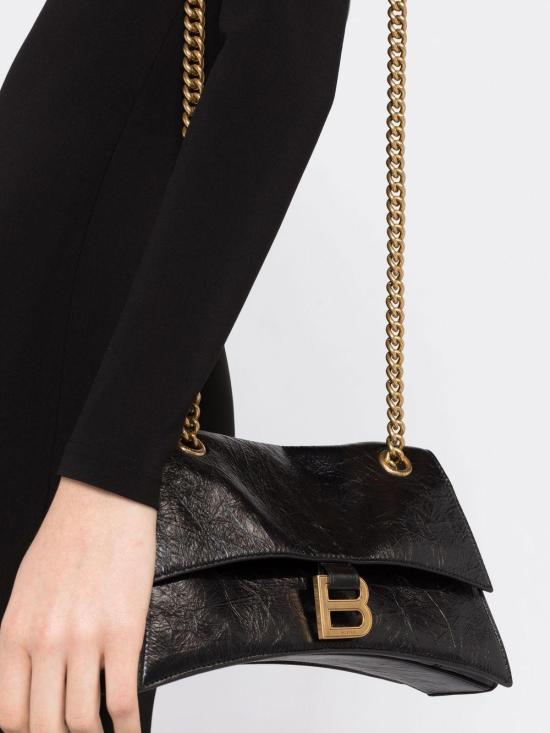 25FW 발렌시아가 크러쉬 스몰 체인 백 716351210IT 1000 BLACK - BALENCIAGA