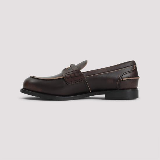 25FW 미우미우 빈티지 레더 페니 로퍼 5D773DF0203G48 F0192 BROWN - MIU MIU