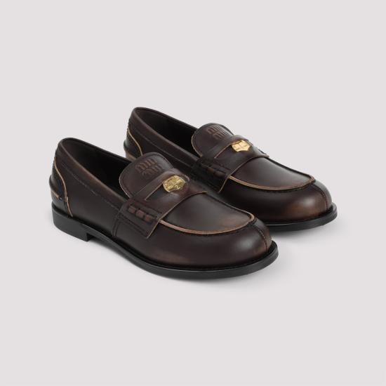 25FW 미우미우 빈티지 레더 페니 로퍼 5D773DF0203G48 F0192 BROWN - MIU MIU