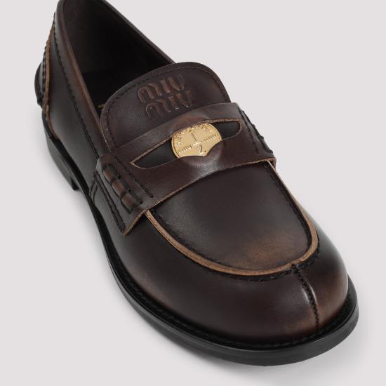 25FW 미우미우 빈티지 레더 페니 로퍼 5D773DF0203G48 F0192 BROWN - MIU MIU