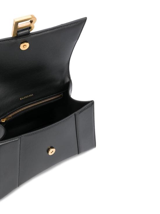 25FW 발렌시아가 아워글래스 샤이니 박스 카프스킨 스몰 핸드백 5935461QJ4M 1000 BLACK - BALENCIAGA