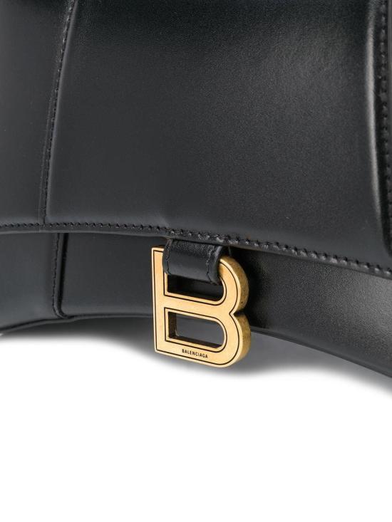 25FW 발렌시아가 아워글래스 샤이니 박스 카프스킨 스몰 핸드백 5935461QJ4M 1000 BLACK - BALENCIAGA
