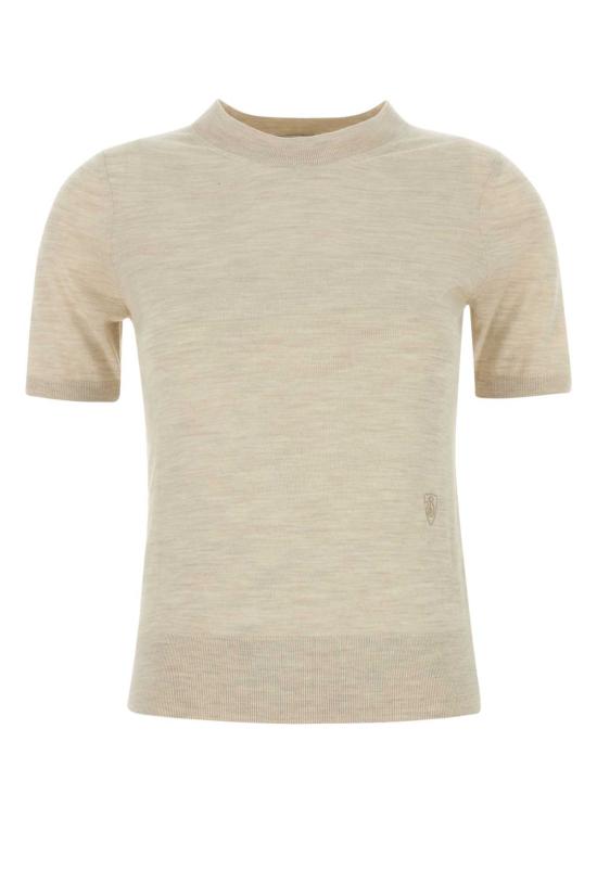 25SS 버버리 울 라운드넥 니트 반팔 티셔츠 8101955 A4186 BEIGE O TAN