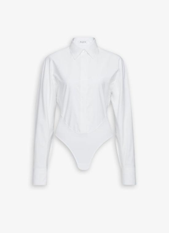 25SS 알라이아 반팔 티셔츠 AA9C0930T611A000 BLANCO