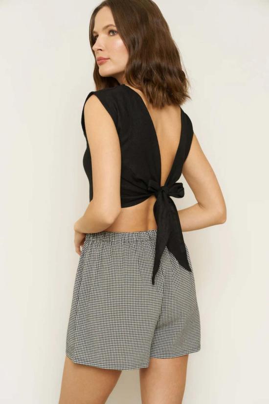  윔지 앤 로우 블라우스 윔지 + 로우 발렌티나 타이 탑 블랙 - WHIMSY & ROW