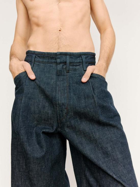  르메르 데님 팬츠 헤비 인디고 데님 플리츠 워크웨어 팬츠 - LEMAIRE