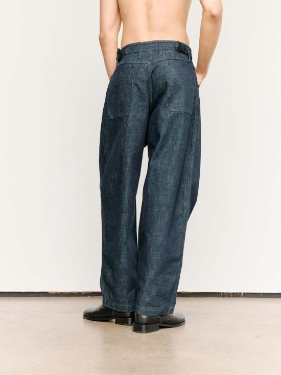  르메르 데님 팬츠 헤비 인디고 데님 플리츠 워크웨어 팬츠 - LEMAIRE