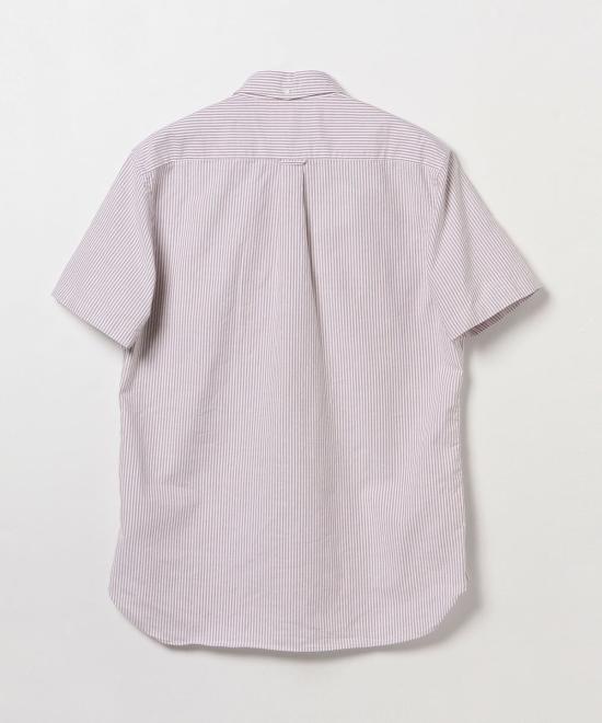  빔스 반팔 셔츠 플러스 B.D. 반팔 캔디 스트라이프  와인 - BEAMS