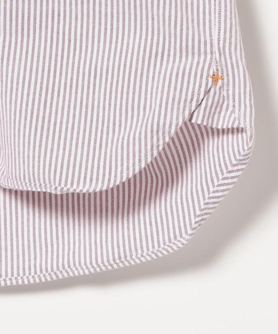  빔스 반팔 셔츠 플러스 B.D. 반팔 캔디 스트라이프  와인 - BEAMS