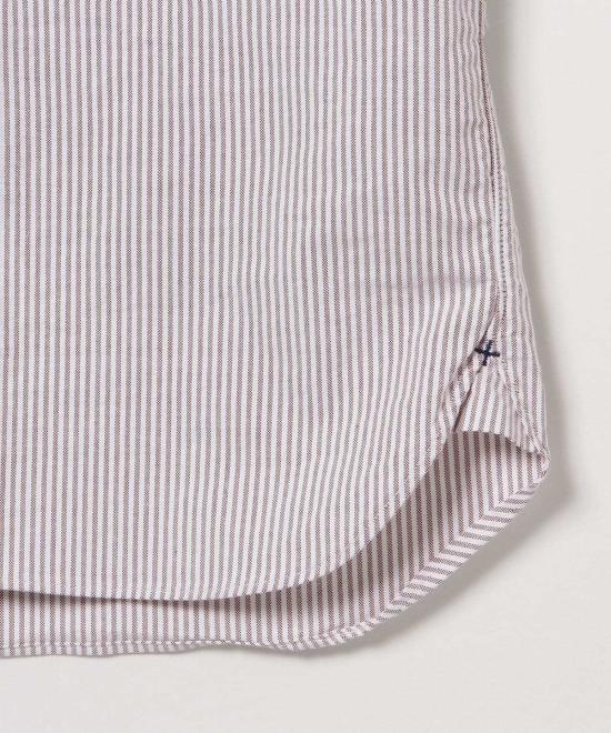  빔스 반팔 셔츠 플러스 B.D. 반팔 캔디 스트라이프  와인 - BEAMS