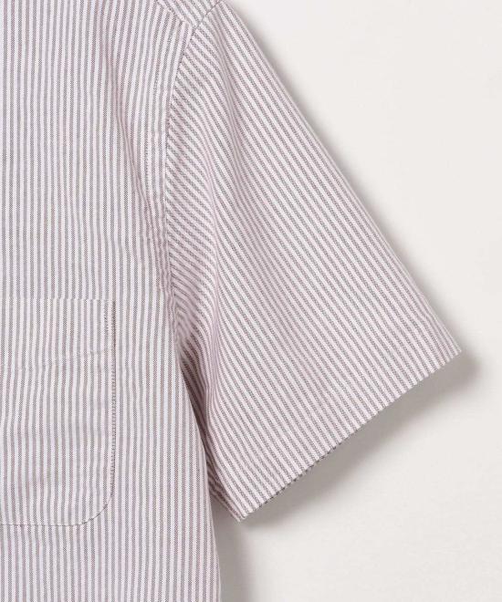  빔스 반팔 셔츠 플러스 B.D. 반팔 캔디 스트라이프  와인 - BEAMS