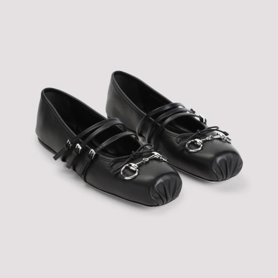 25FW 구찌 홀스빗 발레 플랫 814318 AAEA4 1000 Black - GUCCI