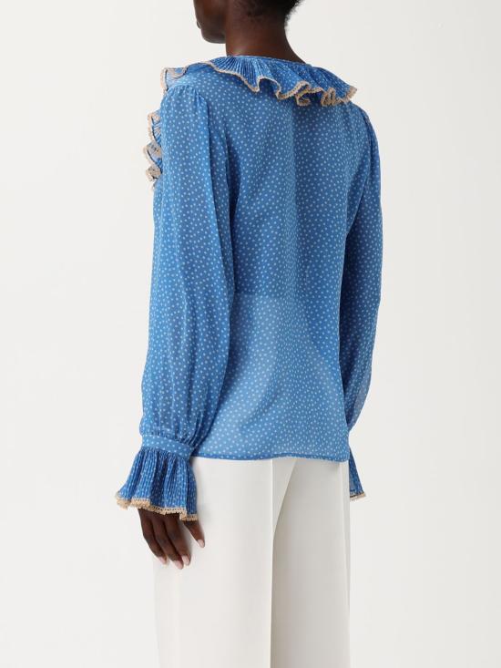 25FW 발렌티노 가라바니 MICRO POIS 마이크로포이즈 블라우스  6B0AB7H19B7 DEP Blue - VALENTINO GARAVANI