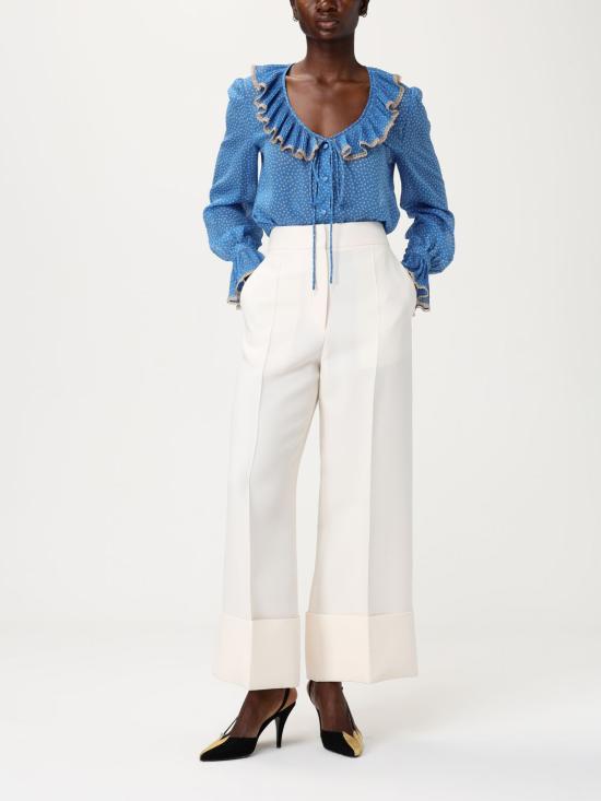 25FW 발렌티노 가라바니 MICRO POIS 마이크로포이즈 블라우스  6B0AB7H19B7 DEP Blue - VALENTINO GARAVANI