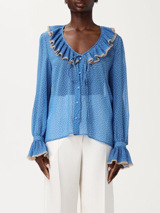 25FW 발렌티노 가라바니 MICRO POIS 마이크로포이즈 블라우스  6B0AB7H19B7 DEP Blue