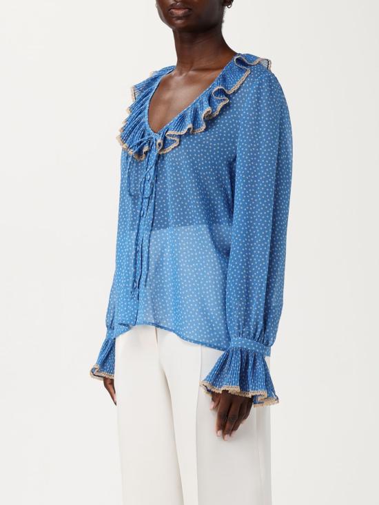 25FW 발렌티노 가라바니 MICRO POIS 마이크로포이즈 블라우스  6B0AB7H19B7 DEP Blue - VALENTINO GARAVANI