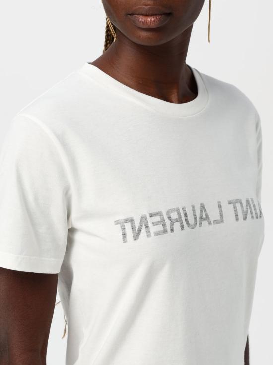 25SS 생로랑 반팔 티셔츠 665234Y37AW 9744 Natural - SAINT LAURENT