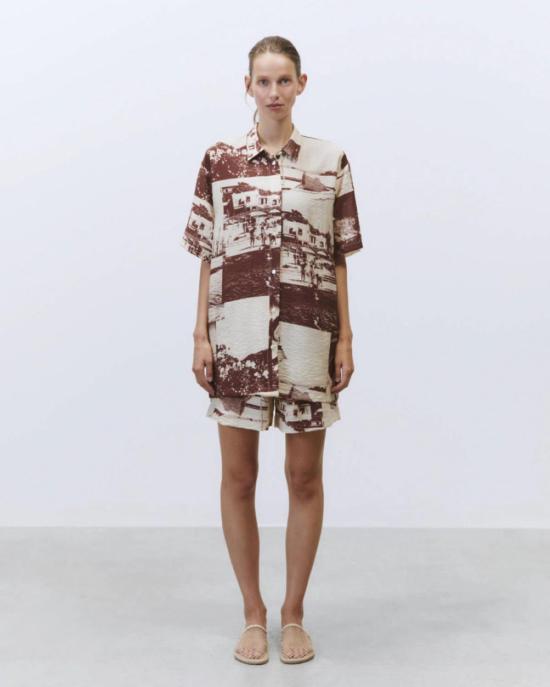  알리지 블라우스 알리시 포토 프린트 셔츠