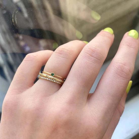  제니 권 디자인스 반지 제니 권 디자인 라운드 에메랄드 문 드롭 링 - JENNIE KWON DESIGNS