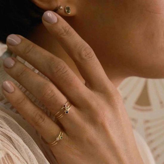  제니 권 디자인스 반지 제니 권 디자인 라운드 그린 사파이어 문 드롭 링 - JENNIE KWON DESIGNS