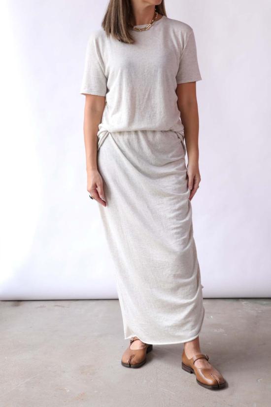  로렌 마누지안 롱 스커트 드레이프 스커트 마블 - LAUREN MANOOGIAN